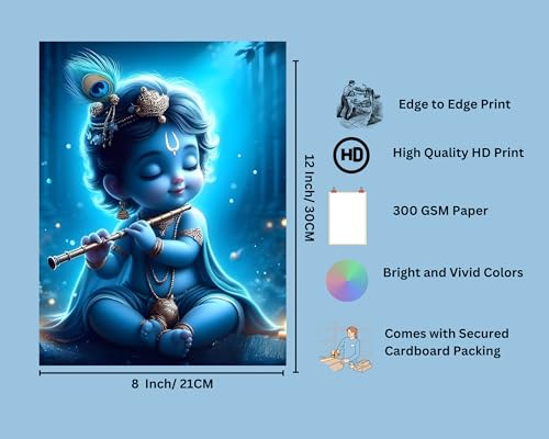 Image of Baby poster for Pregnant Women Pack of 8 12x8 Inch 300 GSM - Radha Krisha Posters Stickers Wallpaper - Baby Photos for Wall bedroom livingroom - Bal Krishna God Poster