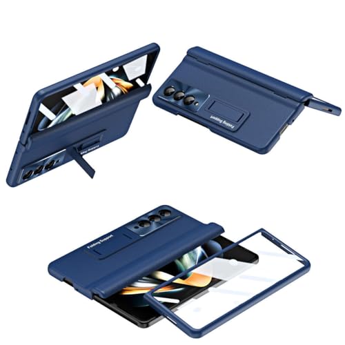 Étui rigide pour Samsung Galaxy Z Fold 7 en cuir bleu avec clapet de protection antichoc