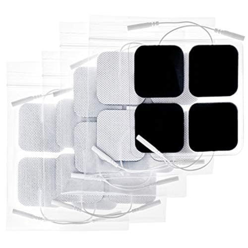ELDE MEDICAL TENS Elektroden Pads 5x5 cm (20 Stück) Selbstklebende wiederverwendbare Elektrodenpads mit 2 mm Pin Anschluss Ersatzpads kompatibel mit TENS & EMS Geräten mit 2-mm-Pin-Anschluss