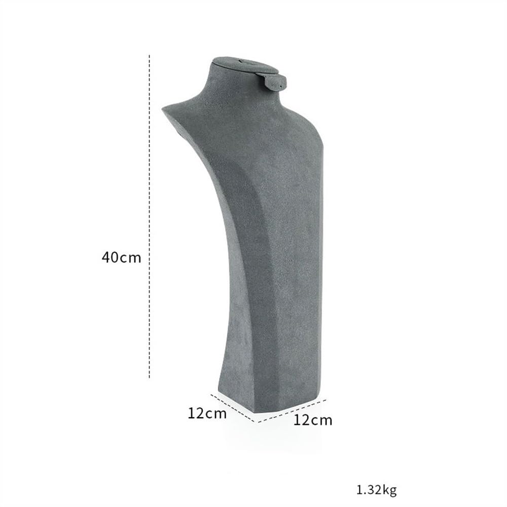 ZKALQECNF Gioielli Espositore Espositore for collana in microfibra grigia con ritratto, manichino, collo, gioielli, vetrina Gioielli Eremagliera Vetrina(Grande)