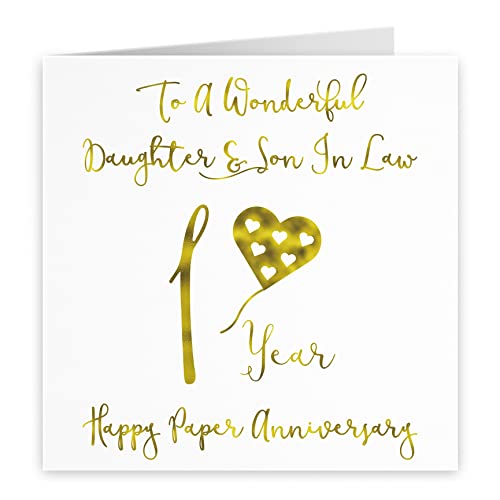 Hunts England, Large Daughter And Son In Law 1st Anniversary Card, To A Wonderful Daughter & Son In Law, 1 Year - Image 2