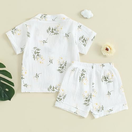 Mubineo Toddler Baby Boy Girl Summer Pajamas Sets Cotton Linen Short Sleeve Pjs Sleepwear Homewear Comfy Clothes Outfits3