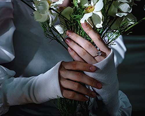 2 Carats Wedding Engagement Ring for Women, Solitaire Pear/Oval/Princess/Round Cut Ring, 925 Sterling Silver Cubic Zirconia CZ White Gold Plated Thin Band4