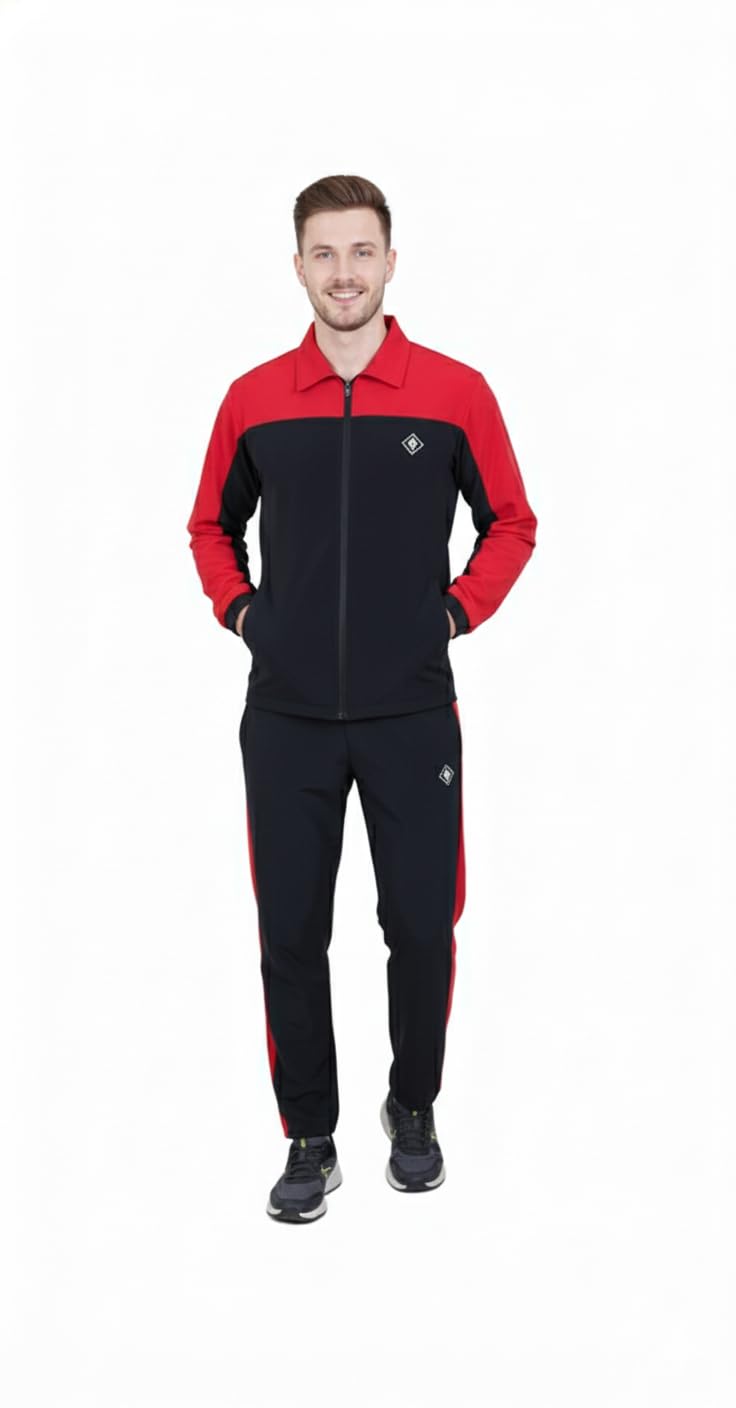 AK Enterprises Athletic Performance Men's Two-Tone Tracksuit Set, Full Zip Jacket and Pants, Lycra Blend for Running, Jogging, Gym Training-image-49