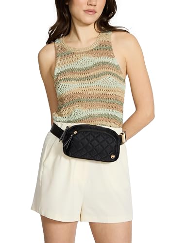 Anne Klein Quilted Nylon Pant Belt, Black, One Size2