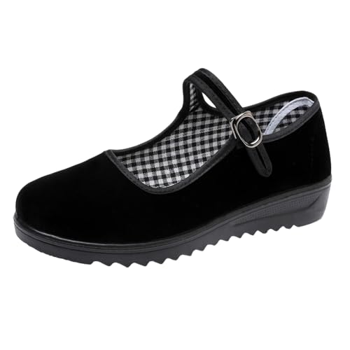 missfiona Black Velvet Mary Jane Shoes for Women China...