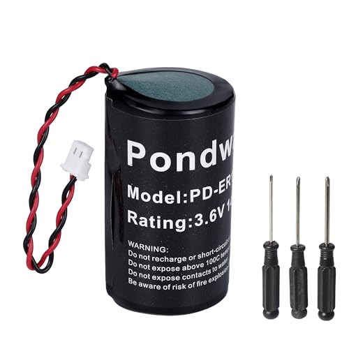 Pondway Batterie Li-SOCl2 de rechange 3,6 V 13 Ah compatible avec alarme extérieure Visonic BATCS710 BAT-MCS710 BAT-MCS730 avec outils de réparation