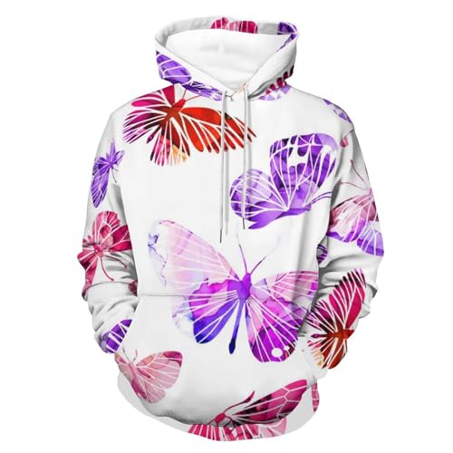 Hoodie papillons UMENG unisexe sweatshirt à capuche imprimé pour homme et femme taille S