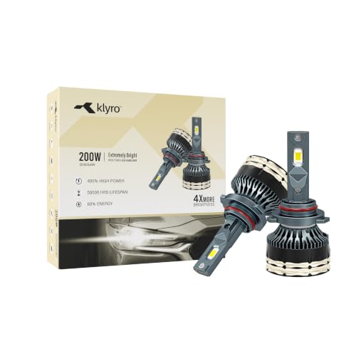Image of klyro LED Headlight Bulb for Car 200W 20000LM 4300K Warm White Light | Plug & Play Waterproof LED Headlamp | High Visibility Night Driving Light | Pack of 2 HB3 /HB4 (9005 /9006)