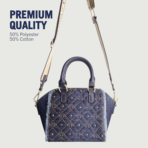 True Religion Women's Satchel Bag, Frayed Denim Crossbody Handbag Purse with Adjustable Shoulder Strap, Denim 5