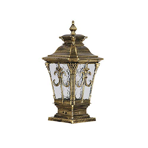 WFZRXFC Bronze Motif de l'eau Abat-Jour en Verre Poteau lumière américain rétro extérieur Poteau Lanterne carré E27 clôture Colonne lumière appropriée pour Cour terrasse Jardin clôture réverbère