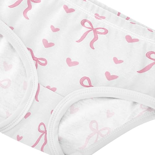 Wusikd Pink Ribbon Bow Heart (2) Girls' Underwear Cotton Girls Briefs Soft Toddler Underwear 2T4