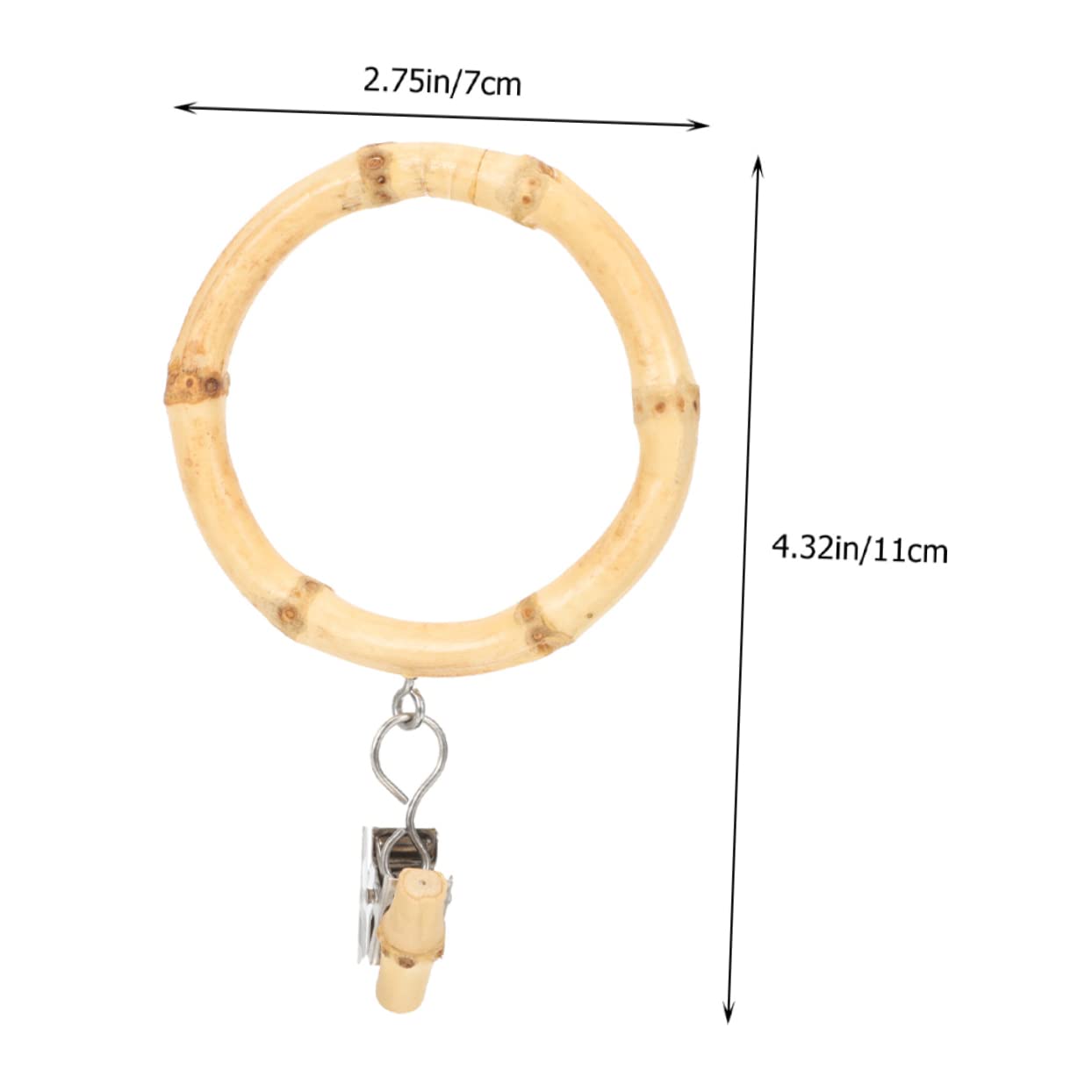 SOLUSTRE 2Pcs Natural Curtain Rings with Clips Decorative Shower Curtain Hooks Non Slip Drapery Eyelet Holders for Bathroom and Window Treatments