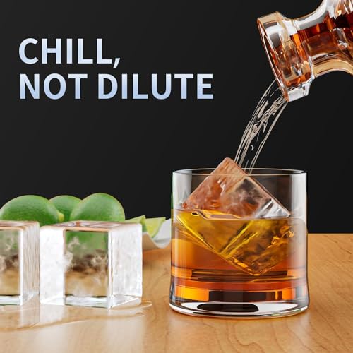 Image of Silicone Ice Cube Tray with Lid | 6-Cavity Large Square Ice Cube Moulds for Freezer | Easy Release & Stackable Ice Trays for Whiskey, Cocktails, Coffee & Home Bar (Pack of 2)