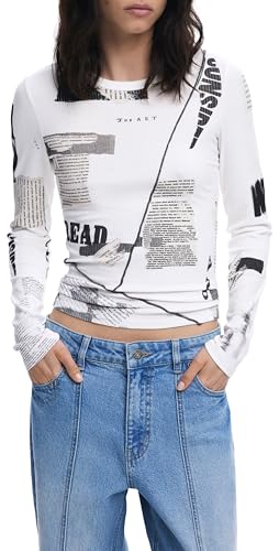 Desigual TS_Newspaper, 1011 Cream, XL