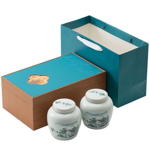 Organizador de Bolsitas de Té Tarro de cerámica for almacenamiento de té a granel, caja de regalo de té doble for el hogar, caja vacía for cocina, dulces, nueces, tarro sellado en grano de café Organi