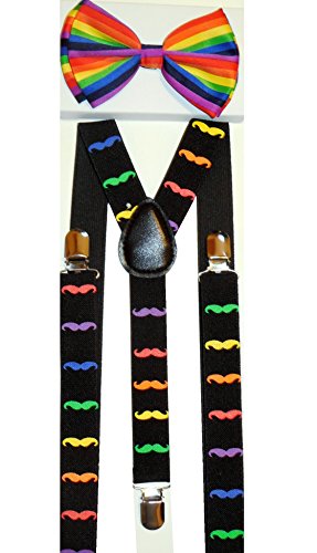 Unisex Rainbow Mustache Suspenders/bow Tie Set - Adjustable