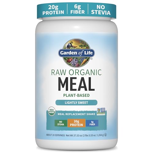 Image of Garden of Life Raw Organic Meal Protein Powder, Lightly Sweet, 28 Servings | Raw, Organic, Lightly Sweet with Plant Based Pea Protein, Sprouts, Greens, Probiotics