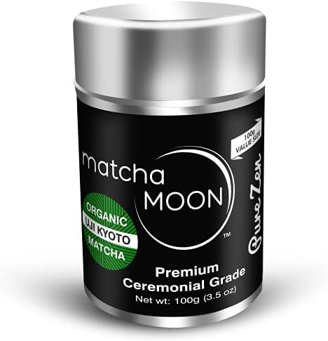 Matcha Moon Ceremonial Grade Matcha Green Tea Powder - Best For Traditionally Whisked Tea - Organic Matcha Green Tea Powder - Pure Zen - Value Size 100g Tin
