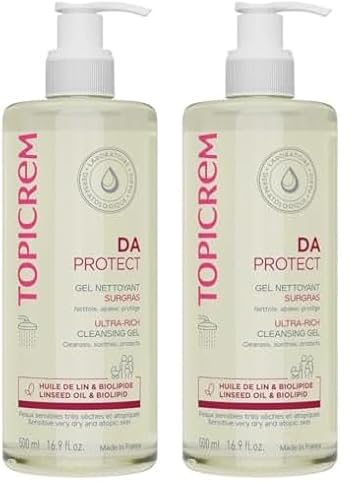 Topicrem - DA Gel Nettoyant Surgras - Nettoie, Apaise, Protège - Gel Douche pour Peaux Sensibles, Sèches, Atopiques, Bébés, Enfants et Adultes - Fabrication Française - 500 ml (Lot de 2)