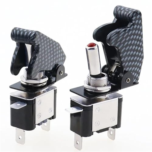 Interruptor de palanca LED 12V 20A estilo misil con cubierta abatible XW azul On Off 5