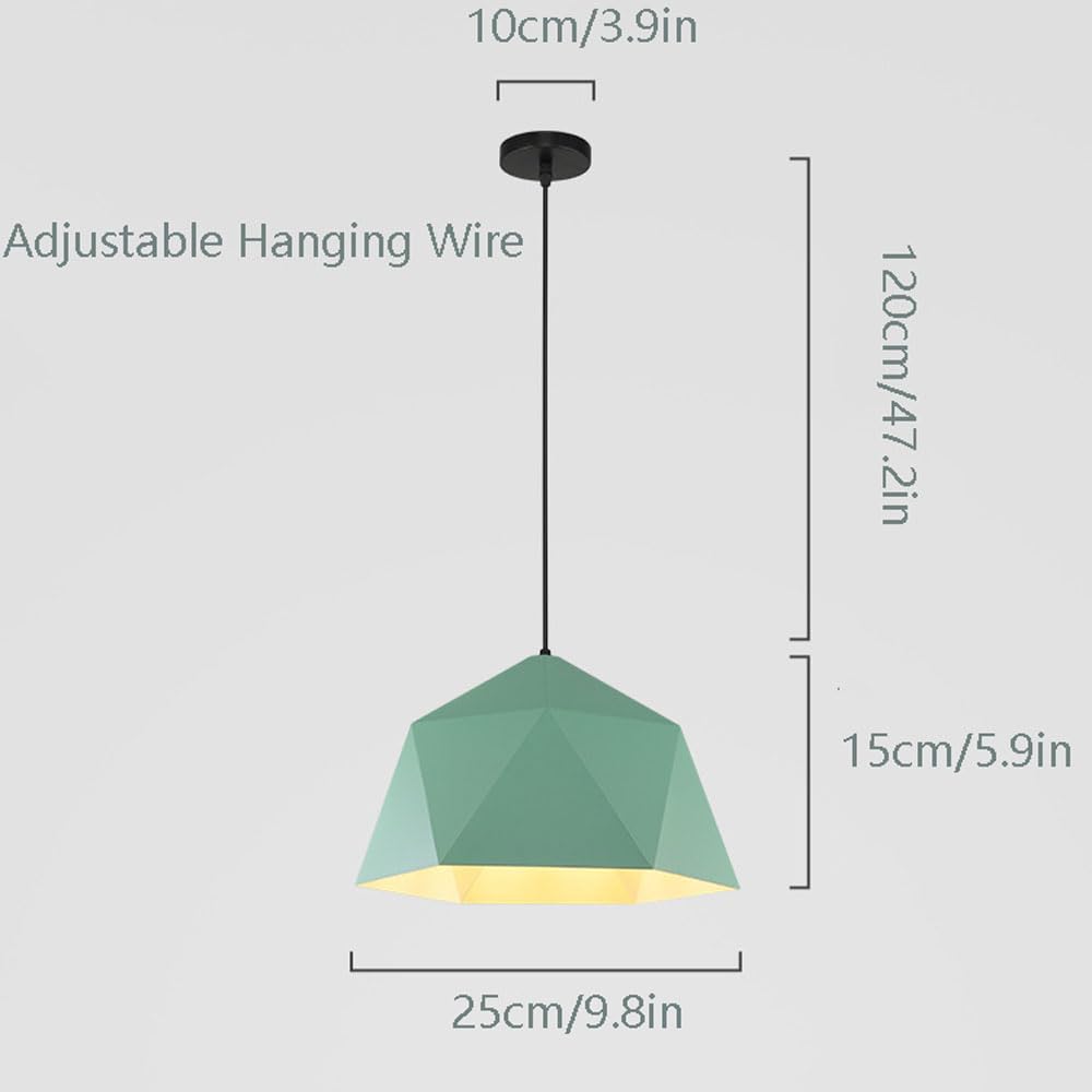 Lampa wisząca w kolorze makaroniku 1 lampa sufitowa metalowy wiszący klosz geometryczny do wyspy kuchennej, jadalni, przedpokoju, przedpokoju i sypialni (1 opakowanie)