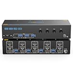 KVM Switch 3 Monitors 4 Computers 4K@60Hz, 2 HDMI+Displayport KVM Switch Triple Monitor for 4 Computer Share 3 Monitor and 4 USB3.0 Port Keyboard Mouse Printer, Wired Remote and 4 USB Cables Included