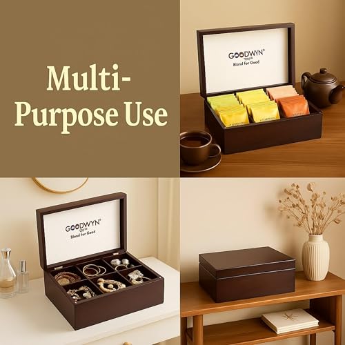 Image of Goodwyn Tea Alluring Chest (60 Tea Bags) | Assorted | Royal Exotic Wooden Tea Box | Best Premium Tea Hamper Gift Box Set Souvenir for Foreigners, Office, Corporates | Wedding | Welcome | Anniversary | Birthday | Festivals | Occassion