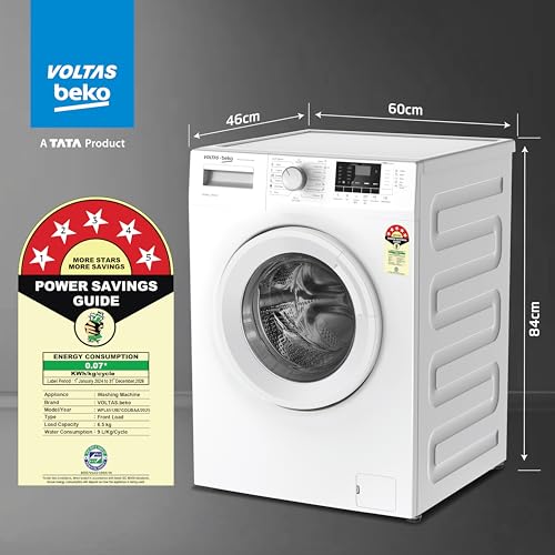 Image of Voltas Beko, A Tata Product 6.5 KG 5 Star Fully Automatic Front Load Washing Machine with Hygiene wash (WFL6512B7COUBAA /WWV, White)