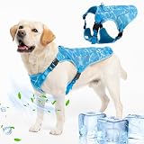 EXPAWLORER Dog Cooling Vest Harness for Summer, Breathable Mesh Reflective Cooler Harness for Hot Weather Outdoor Hiking Beach, Adjustable Lightweight Pet Jacket with D-Ring for Medium Large Dogs Blue