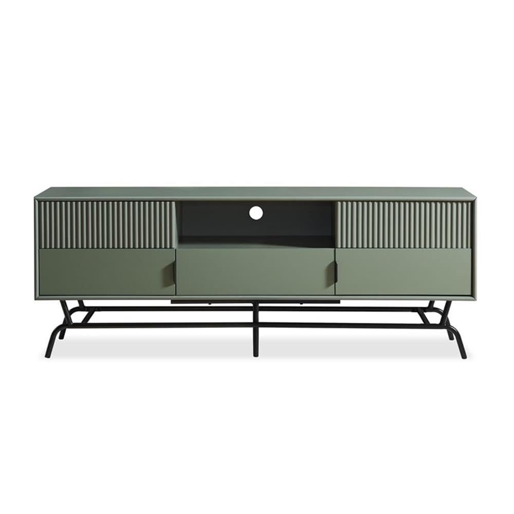 Furniture of America Haft Wood Multi-Storage TV Stand in Sage Green and Black