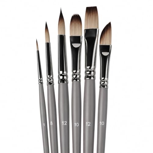 Image of VelveTouch Artist Paint Brushes, Set of 6 | for Kids, School Students, Gouache, Acrylics,Watercolor, and Oil Painting,Copper Tube Wooden,Watercoloring, Face, Nail, Scale Model Painting, Line Drawing