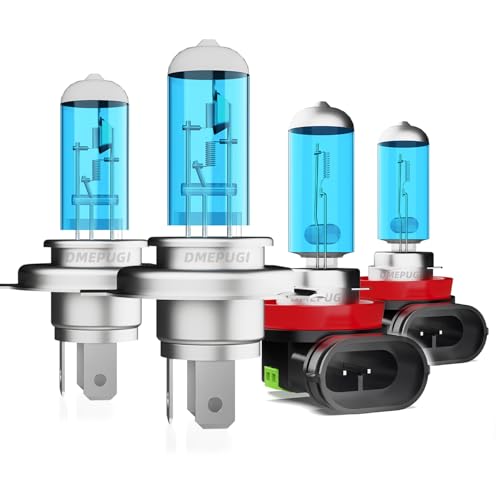 DMEPUGI Compatible With Toyota Avanza 2007 2008 2010 Halogen Headlight Bulbs,9003 High Low Beam + H11 Fog Lights Halogen Light Bulb Combo, Super Bright 6000K White, Plug and Play, Pack of 4