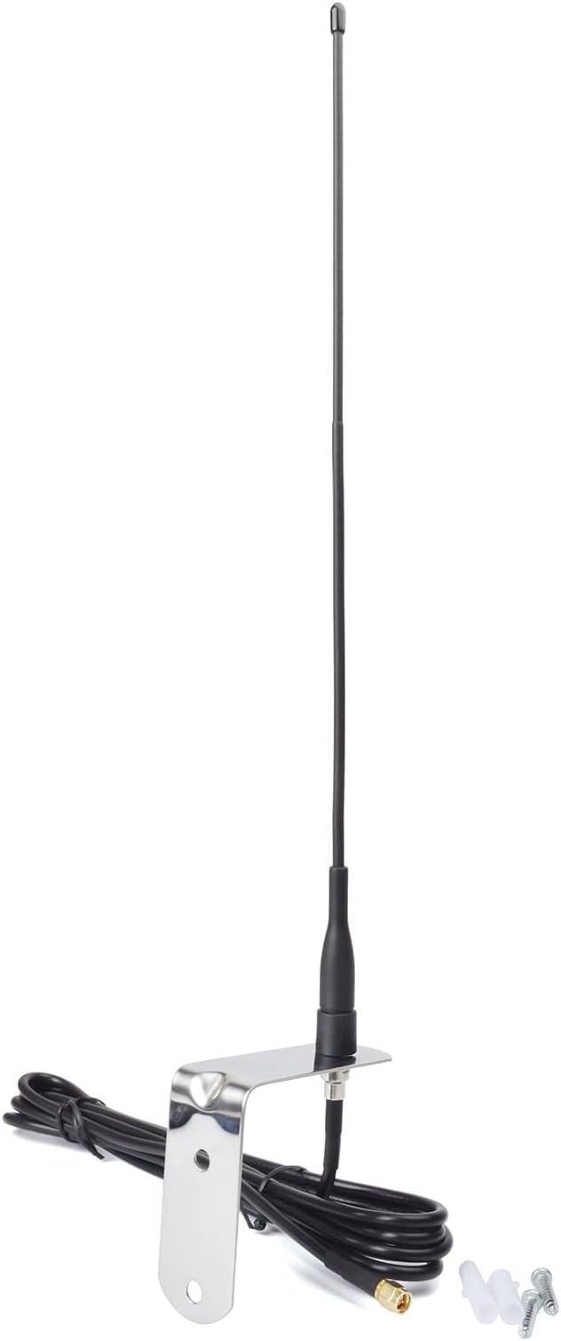 HYSHIKRA 433Mhz Rubber Antenna, 15.6inches 20Watt Whip SMA-Male Connector 2.5dBi with L Shape Bracket and 3Meter RG58 Cable for Signal Boost Amplifier