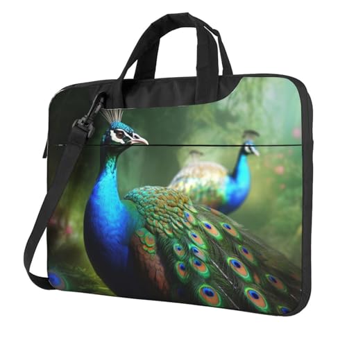 Sac pour ordinateur portable imprimé paon coloré à bandoulière pour homme et femme