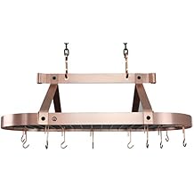 Enclume Oval Ceiling Pot Rack, 36", Brushed Copper