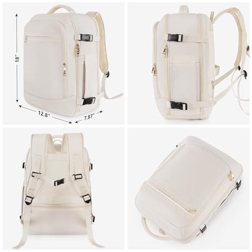 Image of Rinlist Large Travel Backpack for Men Women, TSA Friendly Airline-approved Carry on Backpack, 40L Casual Daypack Weekender Backpack Personal Item Size, Beige