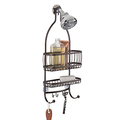 mDesign Bathroom Shower Caddy, for Shampoo, Conditioner, Soap and Razors - Bronze