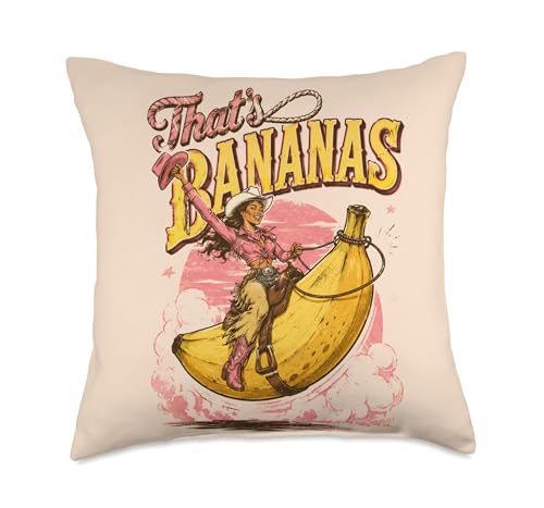 That's Bananas. Vintage Western Vibes Throw Pillow