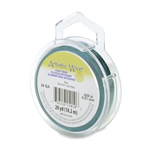 Image of Artistic Wire, 24 Gauge Tarnish Resistant Colored Copper Craft Wire, Aqua, 20 yd