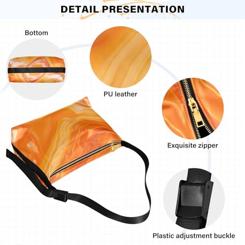Marble Orange Crossbody Bag for Women Men with Adjustable Strap PU Leather Shoulder Hobo Purse Bag 208496903