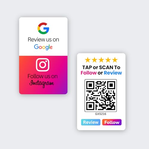 Review + Instagram 2-in-1 combo NFC Card with QR Code by tinydabba