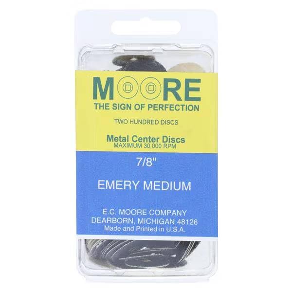 EC Moore BC-78-EMBB Paper Discs Brass Center 7/8" Emery Medium Grit 200/Pk
