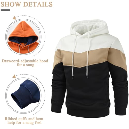 Gesean Men's Novelty Color Block Pullover Fleece Hoodie Long Sleeve Casual Sweatshirt with Pocket4