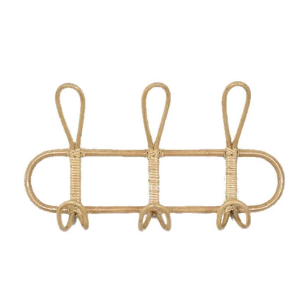 MOBYGKFY Rattan Wall Hooks Kids Garments Organizer Rack Clothes Hat Hanging Hook Rattan Hanger Kids Room Decor Hanger