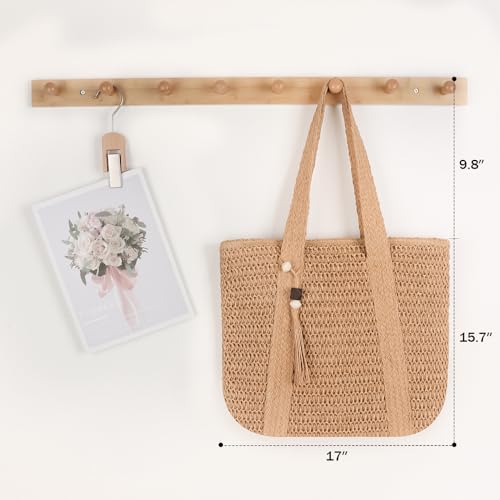 Bolso tote grande tejido de paja para mujer con sombrero miniatura 4