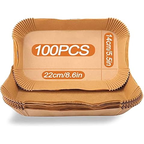 Ninja Dual Zone Air Fryer Liner 100PCS 8.6 inch Air Fryer Paper Liner Rectangle for Ninja AF300UK AF400UK (7.6L and 9.6L) Air Fryer Liner Disposable Rectangle Parchment Paper Waterproof and Oilproof Cover