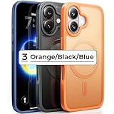 LISEN 3-Pack Magnetic Shockproof for iPhone 17 Case Slim [Fit for MagSafe][Military Grade Drop Protection] Translucent Matte Phone Case for i Phone 17, Cosmic Orange, Space Black, Deep Blue