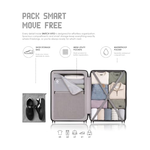 Image of SNITCH VITTO Cabin Size Blue Polycarbonate Hard Travel Suitcase - Trolley Bag Small & Luggage with 8 Wheels, Premium Lock, Wet Pouch & Free Shoe Bag