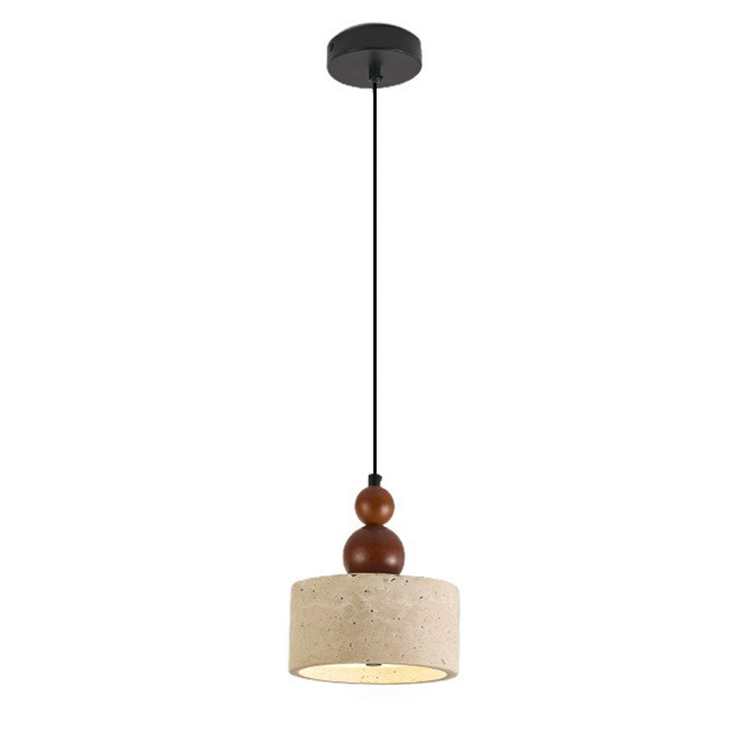 USMJQVZ 9W Natural Cave Stone Pendant Light, Wabi Sabi LED 3000K Travertine & Wood Hanging Lamp for Kitchen Island, Hallway, Bedroom, Hanging Light Fixture for Kitchen Island Sink Bedroom